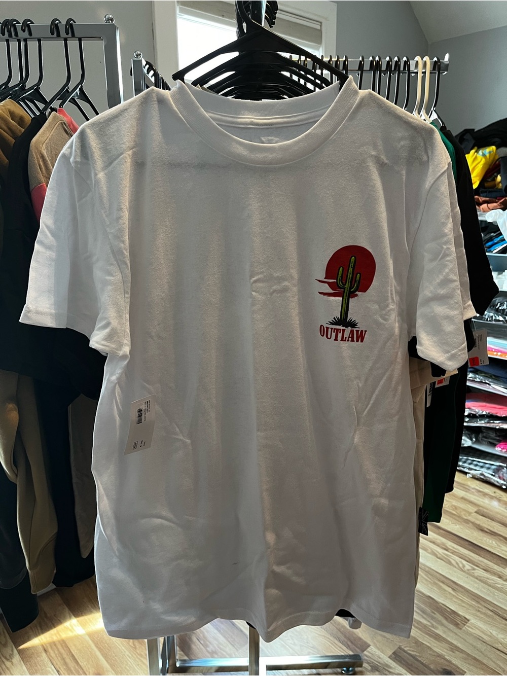 Brand Makers Men's White Short Sleeve Graphic Tee with Cactus Sun